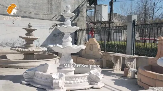 Ornamento de jardim decoração China fornecedor fábrica personalizado ao ar livre decorativo natureza pedra água cavalo fonte de mármore branco para venda